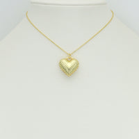 Gold Silver Puffy Radical Line Heart Pendant charm, Sku#Y1060