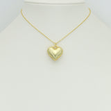 Gold Silver Puffy Radical Line Heart Pendant charm, Sku#Y1060