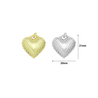 Gold Silver Puffy Radical Line Heart Pendant charm, Sku#Y1060