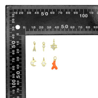 Cute Eiffel Tower, Evil eye KEY, Star of David, Crescent Moon, Hamsa hand, Orange coral horn charm charm, Sku#Y1061