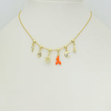 Cute Eiffel Tower, Evil eye KEY, Star of David, Crescent Moon, Hamsa hand, Orange coral horn charm charm, Sku#Y1061
