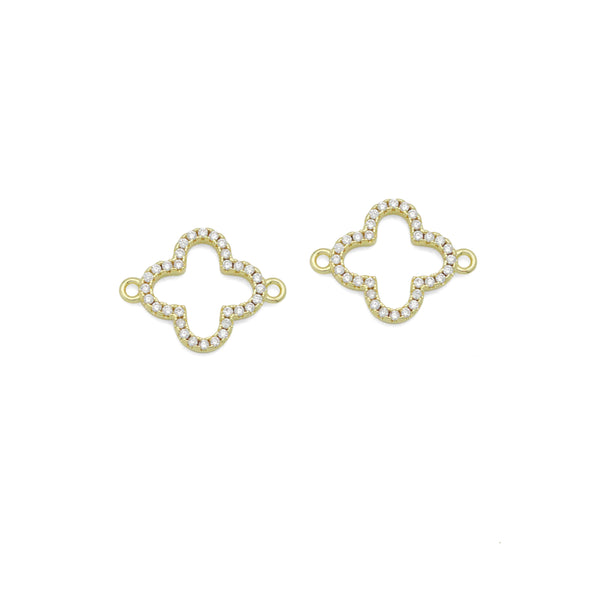 CZ Pave Gold Flower Coonector charm, Sku#Y1062