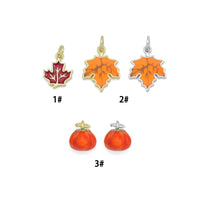 Fall Maple Leaf Pumpkin Charm Pendant, fall charm,Sku#Y1064
