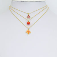 Fall Maple Leaf Pumpkin Charm Pendant, fall charm,Sku#Y1064