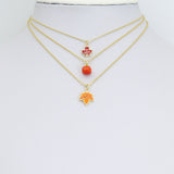 Fall Maple Leaf Pumpkin Charm Pendant, fall charm,Sku#Y1064