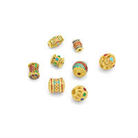 Tibetan-Style Enamel Bead Charm, Colorful Barrel & Round Beads for Jewelry Making, Sku#Y1065