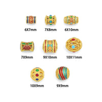 Tibetan-Style Enamel Bead Charm, Colorful Barrel & Round Beads for Jewelry Making, Sku#Y1065