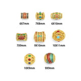 Tibetan-Style Enamel Bead Charm, Colorful Barrel & Round Beads for Jewelry Making, Sku#Y1065