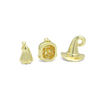 Gold Ghost Skull Witch Hat Charm, Halloween Charm, Sku#Y1067
