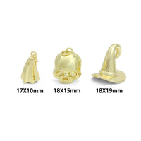 Gold Ghost Skull Witch Hat Charm, Halloween Charm, Sku#Y1067