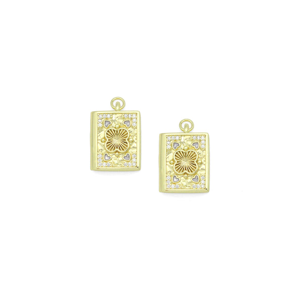 Gold Rectangular Floral Frame Pendant with heart, flower rectangle charm, Sku#Y1072