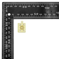 Gold Rectangular Floral Frame Pendant with heart, flower rectangle charm, Sku#Y1072
