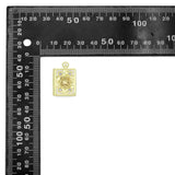 Gold Rectangular Floral Frame Pendant with heart, flower rectangle charm, Sku#Y1072