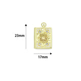 Gold Rectangular Floral Frame Pendant with heart, flower rectangle charm, Sku#Y1072