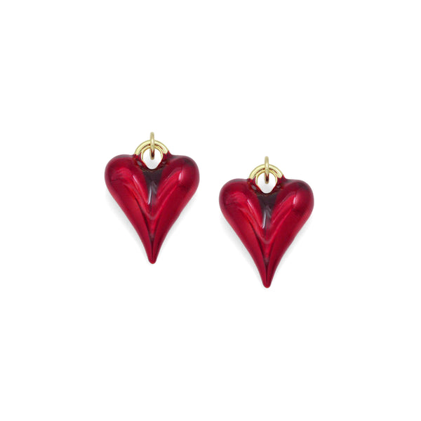 Red Enamel Gold Heart Pendant charm, Sku#Y1074