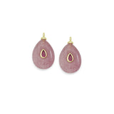 Strawberry Quartz Aventurine Teardrop Stone Charm Pendant, Sku#Y1076