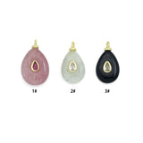 Strawberry Quartz Aventurine Teardrop Stone Charm Pendant, Sku#Y1076