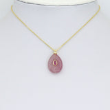 Strawberry Quartz Aventurine Teardrop Stone Charm Pendant, Sku#Y1076
