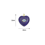 Natural Gemstone Heart with Evil Eye Charm Pendant, Sku#Y1077