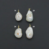 Baroque pearl charms with tiny gemstone, Sku#Y1079