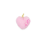 Gold PInk Heart with Rose Charm Pendant, valentine's day charm, Sku#Y1081