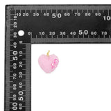 Gold PInk Heart with Rose Charm Pendant, valentine's day charm, Sku#Y1081