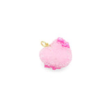 Gold PInk Heart with Rose Charm Pendant, valentine's day charm, Sku#Y1081