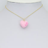 Gold PInk Heart with Rose Charm Pendant, valentine's day charm, Sku#Y1081