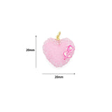 Gold PInk Heart with Rose Charm Pendant, valentine's day charm, Sku#Y1081