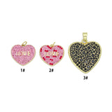 Black Pink CZ Heart Charm Pendant, valentine's day charm, Sku#Y1083
