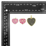 Black Pink CZ Heart Charm Pendant, valentine's day charm, Sku#Y1083