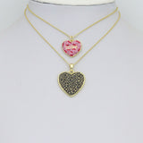 Black Pink CZ Heart Charm Pendant, valentine's day charm, Sku#Y1083