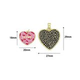 Black Pink CZ Heart Charm Pendant, valentine's day charm, Sku#Y1083