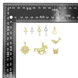 Clear CZ Gold Cross Key anthor Horse Dolphin North Star charm, Sku#Y1086
