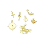 Clear CZ Gold Cross Key anthor Horse Dolphin North Star charm, Sku#Y1086