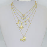 Clear CZ Gold Cross Key anthor Horse Dolphin North Star charm, Sku#Y1086