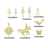 Clear CZ Gold Cross Key anthor Horse Dolphin North Star charm, Sku#Y1086