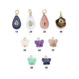 Natural Stone Pendant Collection-Teardrop Butterfly charm, Sku#Y1088