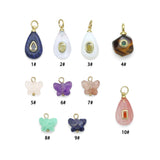 Natural Stone Pendant Collection-Teardrop Butterfly charm, Sku#Y1088