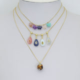 Natural Stone Pendant Collection-Teardrop Butterfly charm, Sku#Y1088