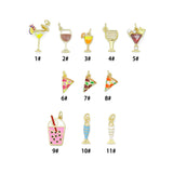 Cocktail, Boba Tea, Wine Glass, Pizza, Fish Pendant charm , Food&drink charm, Sku#Y1092