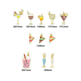 Cocktail, Boba Tea, Wine Glass, Pizza, Fish Pendant charm , Food&drink charm, Sku#Y1092