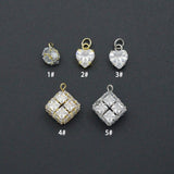 Crystal Rhinestone Charm, Heart Square Pendant charm , Sku#Y1095