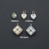 Crystal Rhinestone Charm, Heart Square Pendant charm , Sku#Y1095