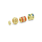 Heart, Flower, Orange Red CZ, Multicolor Gem Spacer charm, Spacer beads , Sku#Y1096