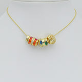 Heart, Flower, Orange Red CZ, Multicolor Gem Spacer charm, Spacer beads , Sku#Y1096