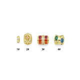 Heart, Flower, Orange Red CZ, Multicolor Gem Spacer charm, Spacer beads , Sku#Y1096