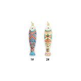 Double sided Hand-Painted Ceramic Fish Pendant charm, Sku#Y1100