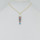 Double sided Hand-Painted Ceramic Fish Pendant charm, Sku#Y1100