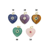 Natural Stone Heart Pendant with cz Center Pendant, Sku#Y1102